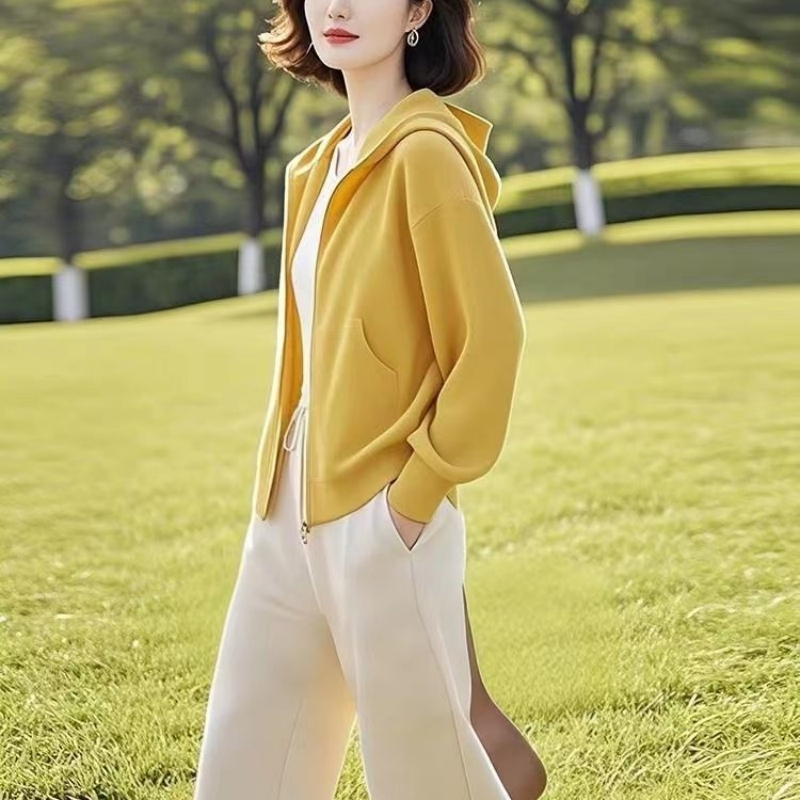 棉美式复古拉链开衫卫衣女短款2025新款夏季季薄款连帽小外套|undefined