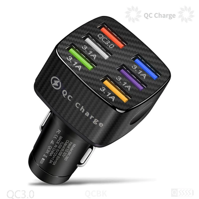 15A luminous car charger Mobil şarj cihazları - 360-6-fast-charging-car-charging-black-opp-bag