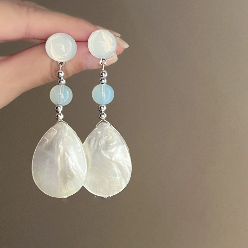 Серебряная игла, белый цирконий, модные милые серьги из жемчуга, цветок, французский стиль