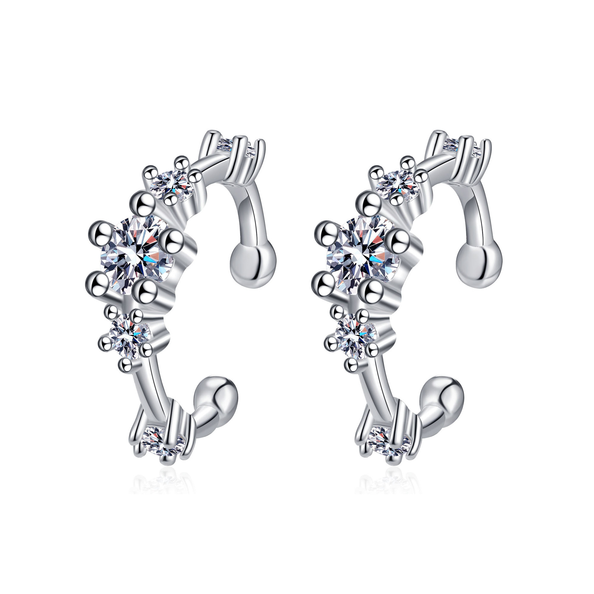 Moissanite Hoop Earrings In Sterling Silver D Colour Minimalist_voghion.com