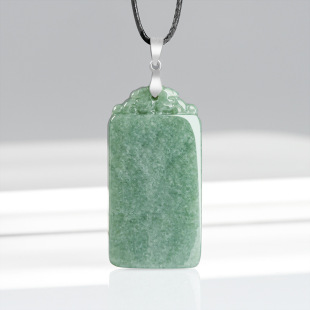Natural a goods jade bean green nothing card pendant S925 silver buckle head jade women's fashion pendant jade wholesale