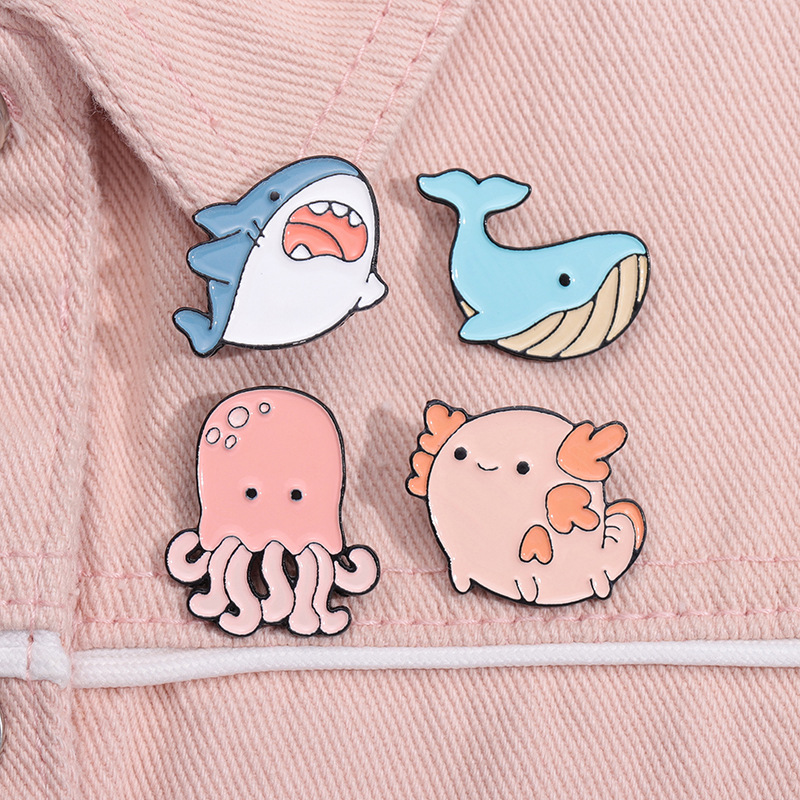 8g Weight Brooches Classification Holiday, Party Occasion Alloy, Metal Material Animal, Cartoon, Ocean, Dolphin, Octopus, Fish, Shark Pattern Unisex Gender Plating Design Cute Style Cute Pin Animal Cartoon Ocean Alloy Metal Plating Unisex Brooches 5