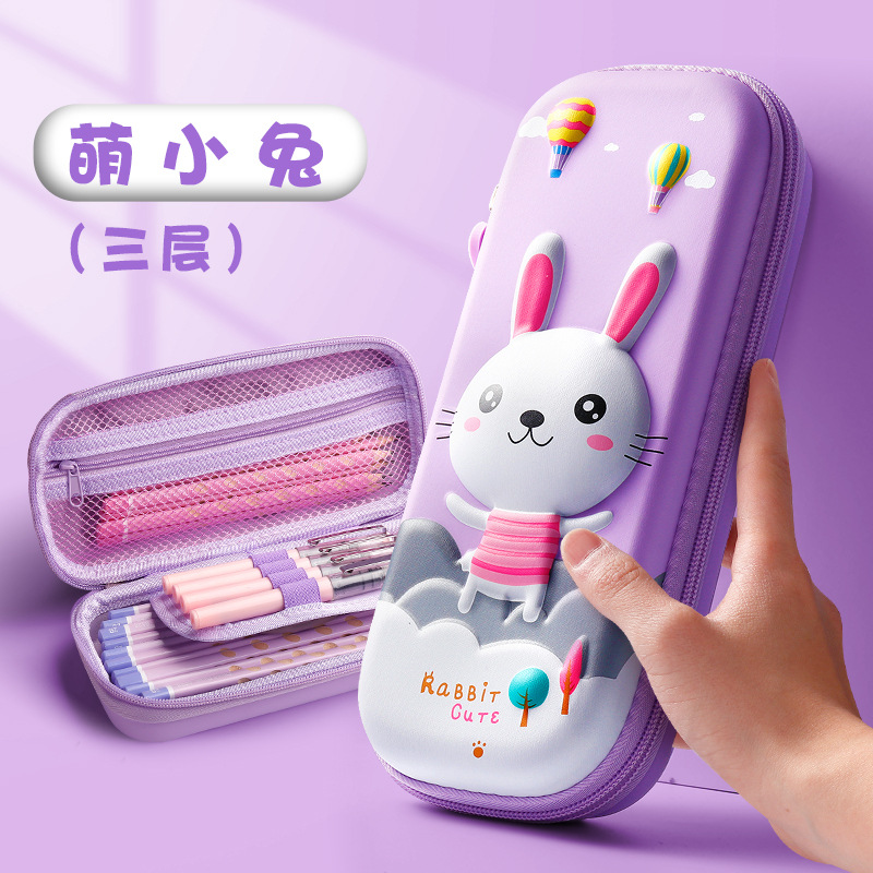 Venta directa de fábrica descompresión 3D versión coreana creativa multifuncional de gran capacidad estuche para lápices kindergarten dibujos animados linda caja de papelería para mascotas