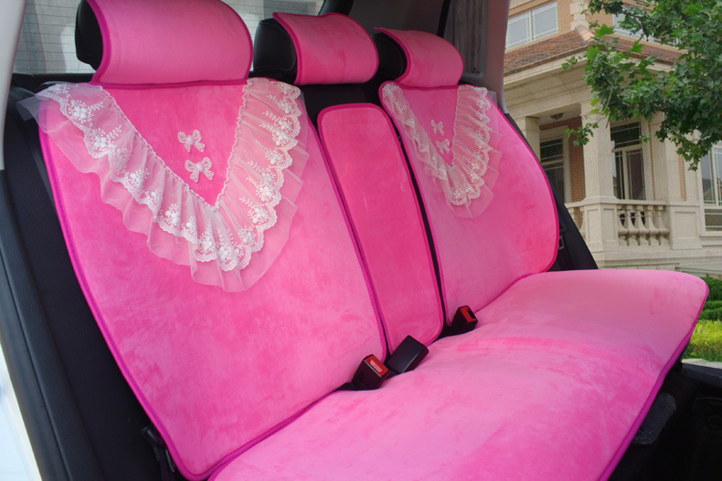 Korean Women's Lace New Car Seat Cushion Winter Plush Seat Cushion Short Plush Winter Fur Cushion Seat Cover