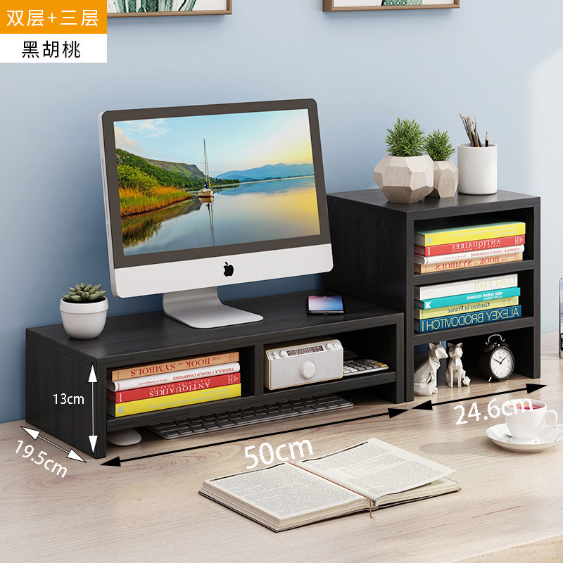 Estante elevador para monitor con cajones para almacenamiento en escritorio, organizador para dormitorio estudiantil, cajón elevador.