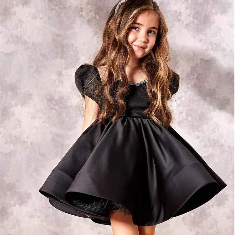 Vestido de cetim para menina estilo coreano com laço_voghion.com