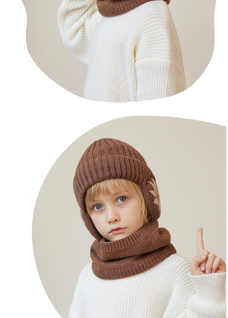 Kindermütze Winter Samt Hals Set Gestrickte Wollmütze Herren und Mädchen Warmer Ohrenschutz Hoodie Kopfkappe_voghion.com