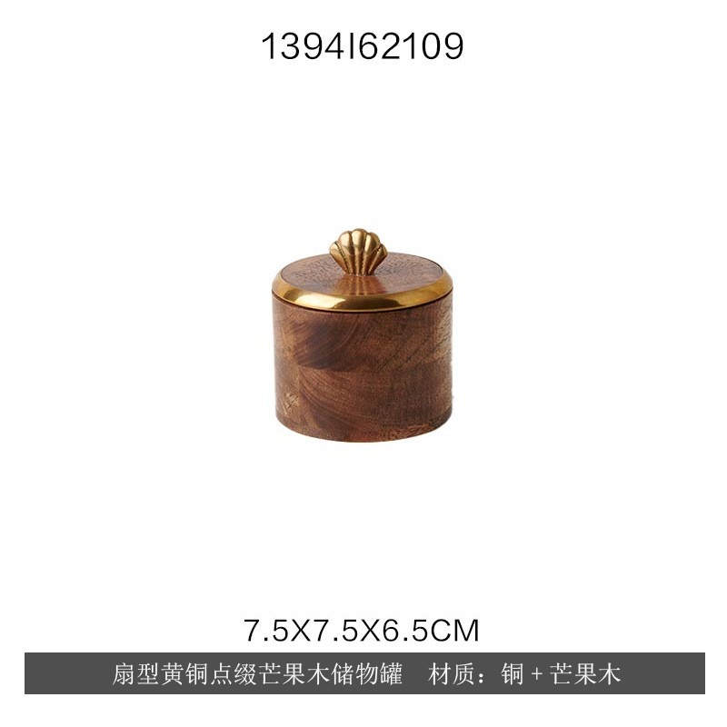 부채꼴 황동 장식 망고나무 수납함