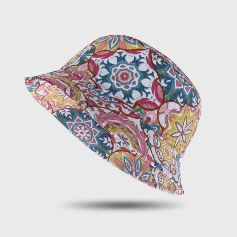 European And American Children's Color Floral Fisherman Hat Wholesale display picture 3