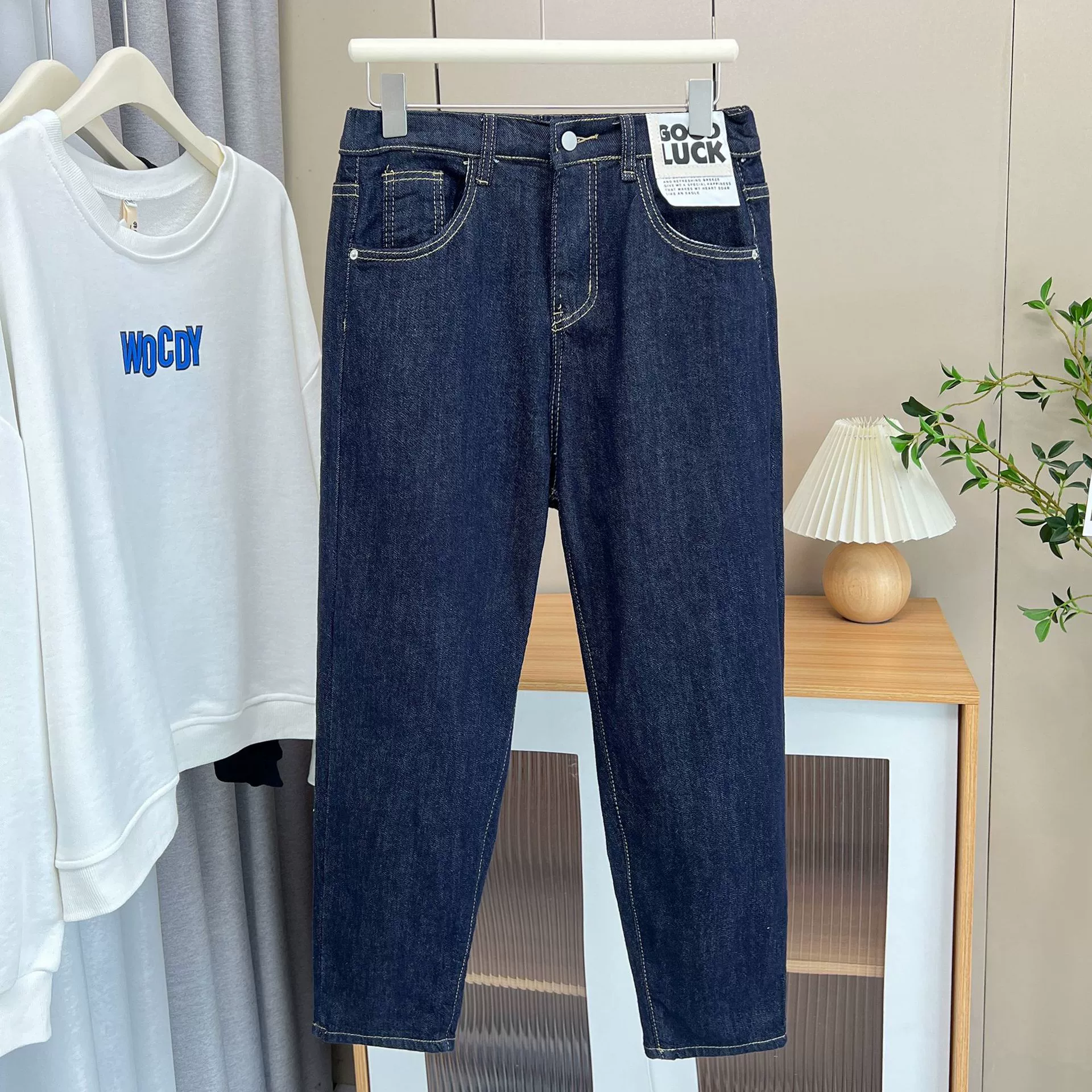 Весна и лето, новый стиль 100kg Fat Sister, утягивающие эластичные джинсовые шаровары больших размеров, универсальные женские брюки-сигареты 2930