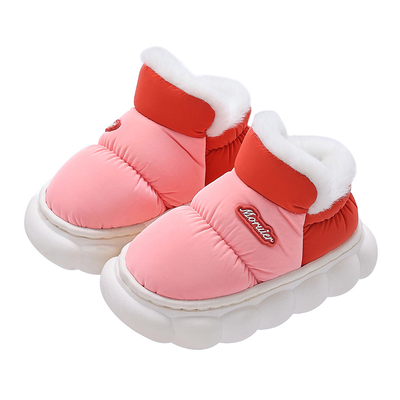 2024 nuevos zapatos de tacones de invierno para niños, niños y niñas, zapatillas de algodón cálidas y impermeables para bebés fuera de casa