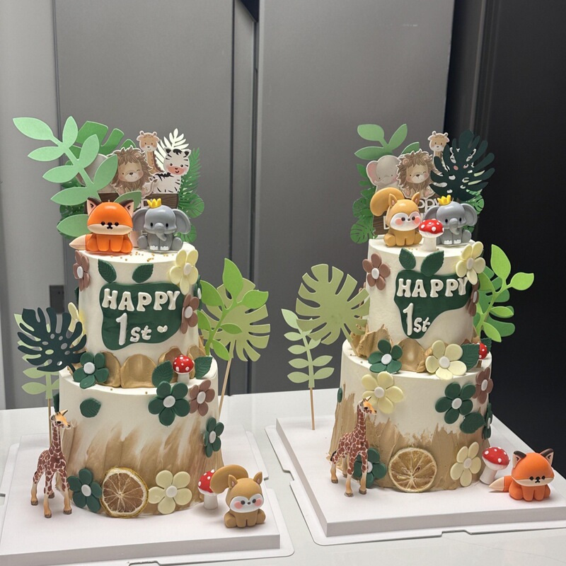 フォレスト動物園ケーキデコレーションオーナメントソフトプラスチック漫画象キリン子供の誕生日パーティーベーキングデコレーション|undefined