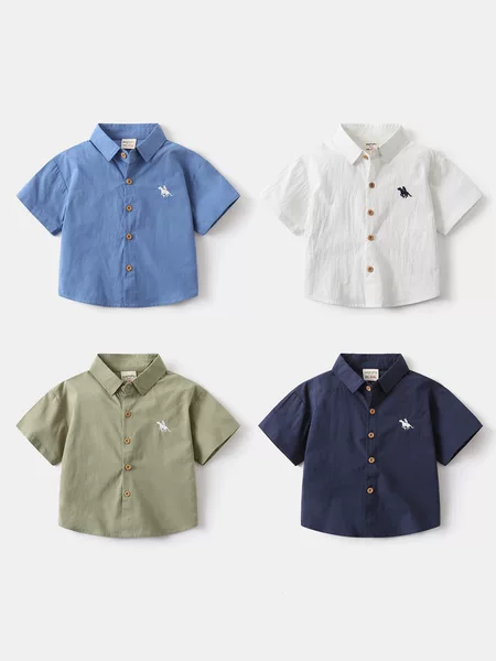 Children's Short-Sleeved Shirts Wholesale 2026 New Style Boys' Embroidered Shirts Baby Fashion Summer Tops Dropshipping