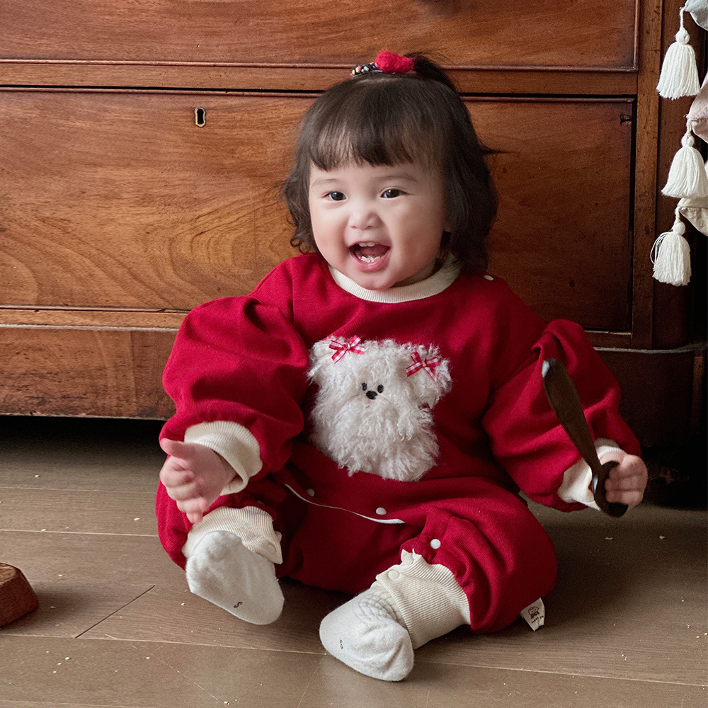 Ropa de Año Nuevo para bebés y niños pequeños, mamelucos cálidos acolchados en otoño e invierno