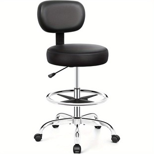 Drawing Chair with Backrest, Adjustable Wheeled Rolling Stool, Suitable for Office Beauty, Comfortable Neck Protector, Simple