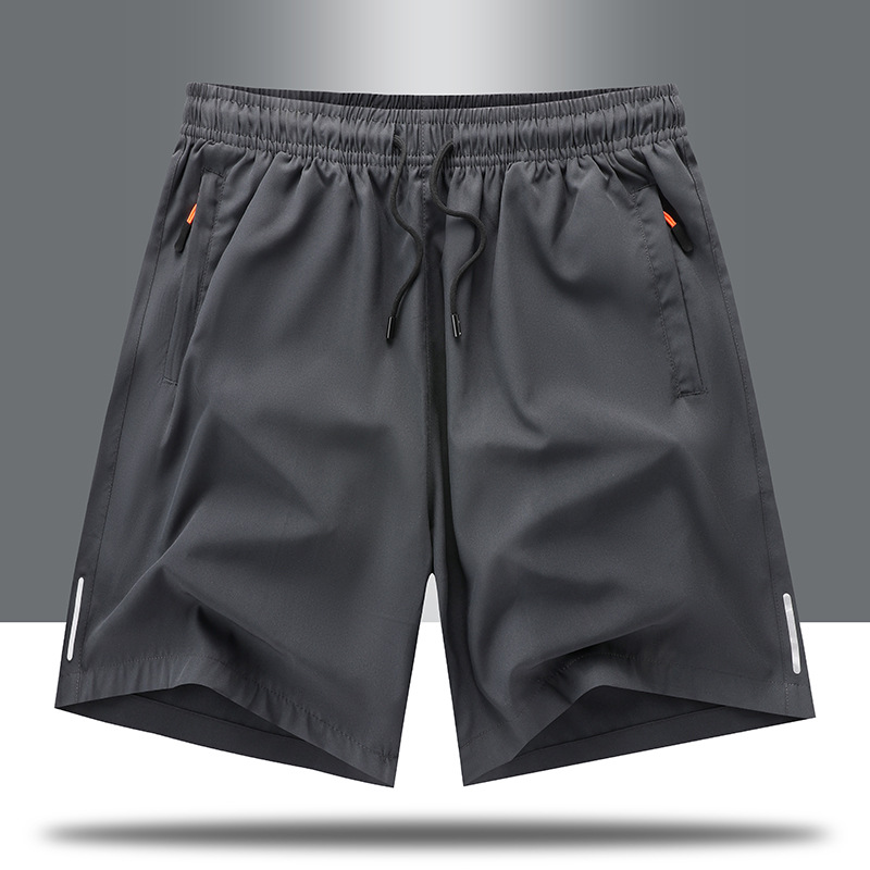 Pantalones cortos informales para hombre, pantalones cortos deportivos para correr de talla grande, pantalones cortos rectos de cinco puntos de secado rápido de seda helada fina de verano