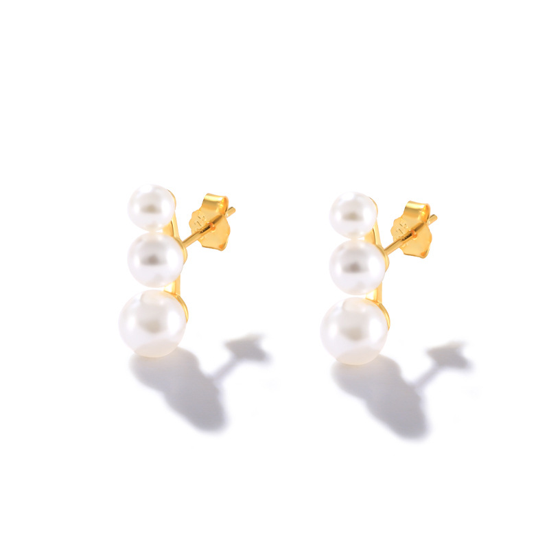 2g Weight Pearl, Zircon Inlay Material Ear Studs Classification 1 Pair Quantity Daily Occasion 925 Sterling Silver Material Geometric Pattern Women's Gender Plating, Inlay Design Simple Style Style 1 Pair 925 Sterling Silver Pearl Zircon Geometric Ear Studs 42