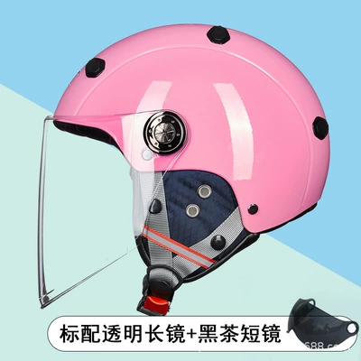 Women, Winter Half Helmet, Safety – Motosiklet kaskı (dəbilqə) - sakura-powder-transparent-long-mirror-black-tea-short-mirror-one-size-fits-all-l