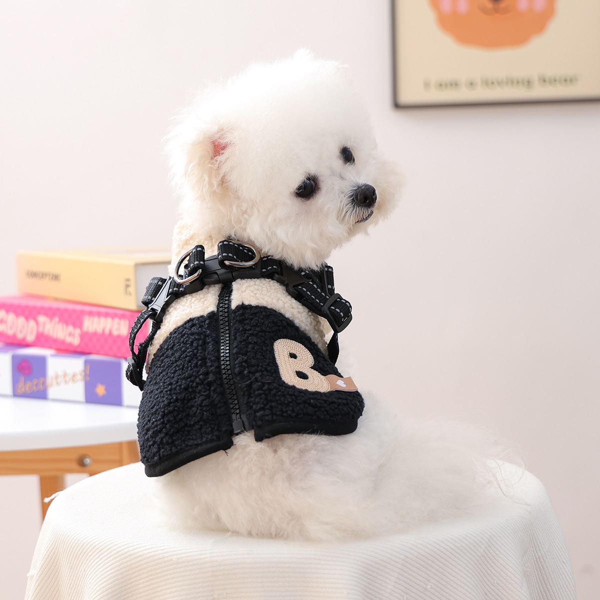 Ropa de mascotas otoño e invierno nuevo cálido forro de lana estilo coreano suéter cálido color frío-resistente Cordero polar tracción suéter