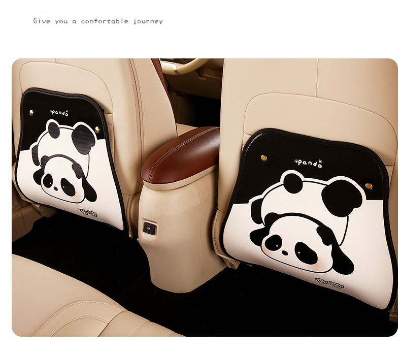 Cute Panda Short Seat Back Anti-kick Cushion for Car Seat Back Anti-fouling Cushion Suspended Seat Anti-rub Cushion