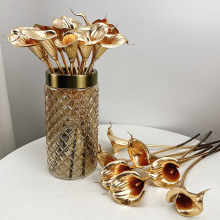 仿真花马蹄莲单支金色塑料花家居新年摆件插花婚庆用品假花批发