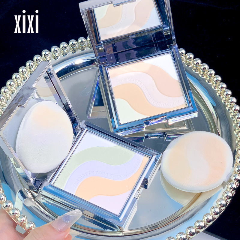 xixi 軽やかで完璧なメイクアップパウダー、5色展開、肌色を明るくし、シミを隠し、油分をコントロールし、長持ちし、防水性があり、落ちにくい|undefined