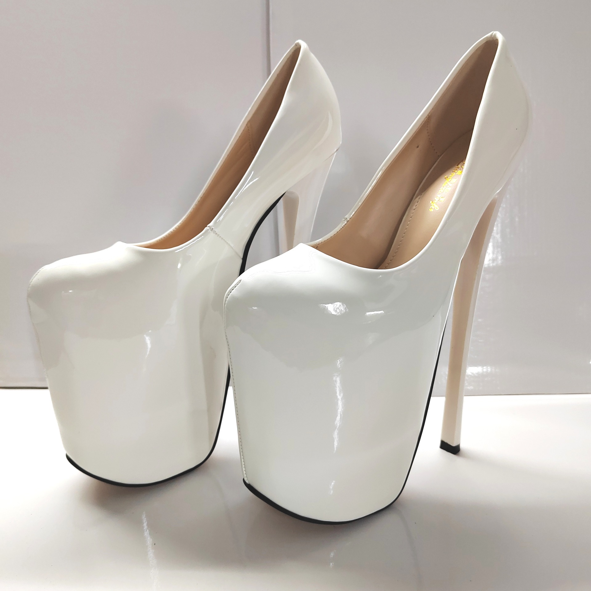 Giày cao gót nữ mũi nhọn gót siêu cao 22 cm phong cách gợi cảm — Màu xanh lá cây (miệng cá) chi tiết 8