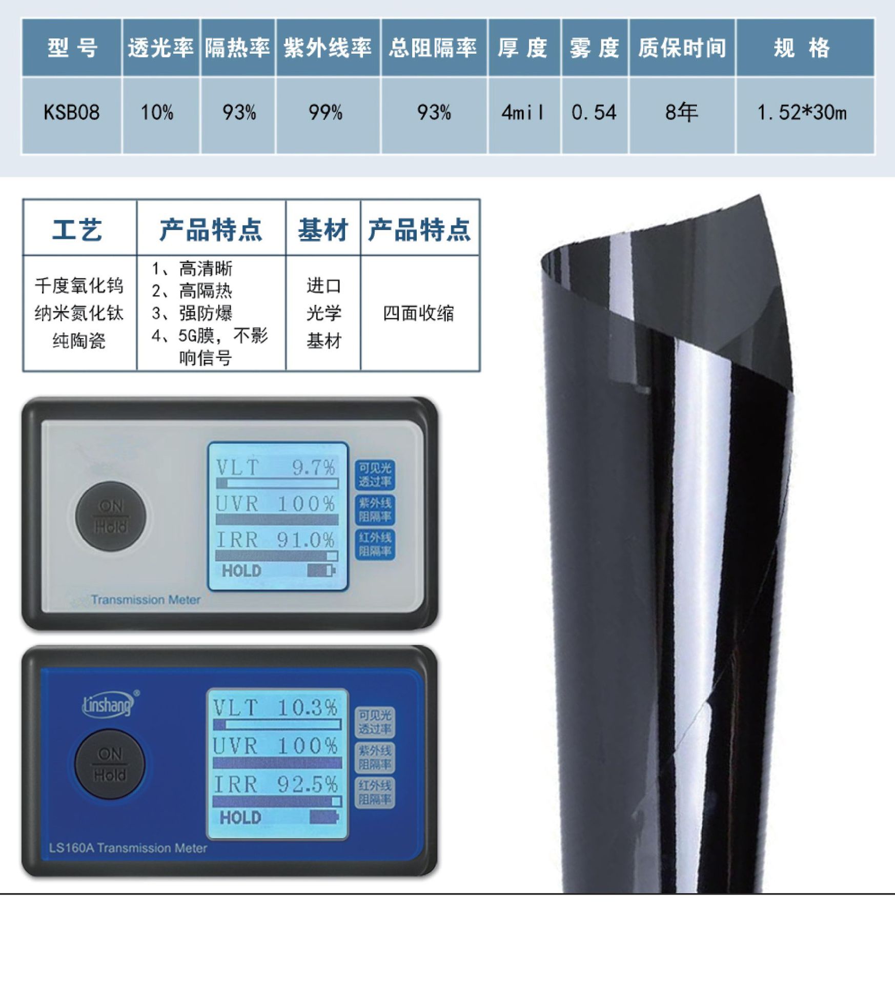Factory wholesale 4mil nano ceramic film strong explosion-proof high heat insulation high definition car film glass film solar film
