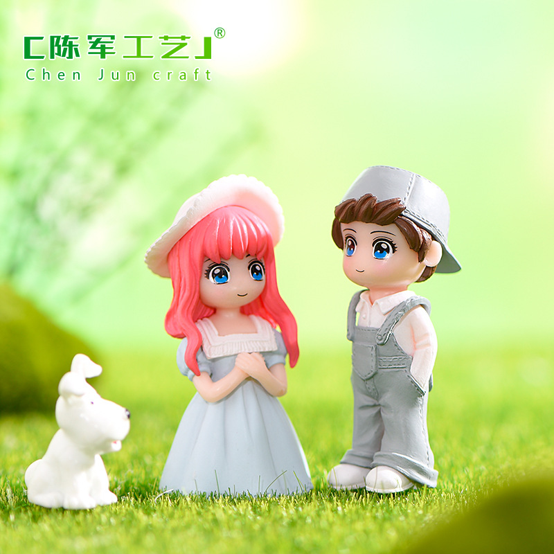 Phụ Kiện Terrarium Cặp đôi picnic xuân, phụ kiện bánh kem chậu cây mini, tiểu cảnh đáng yêu (z-CJ-1259)