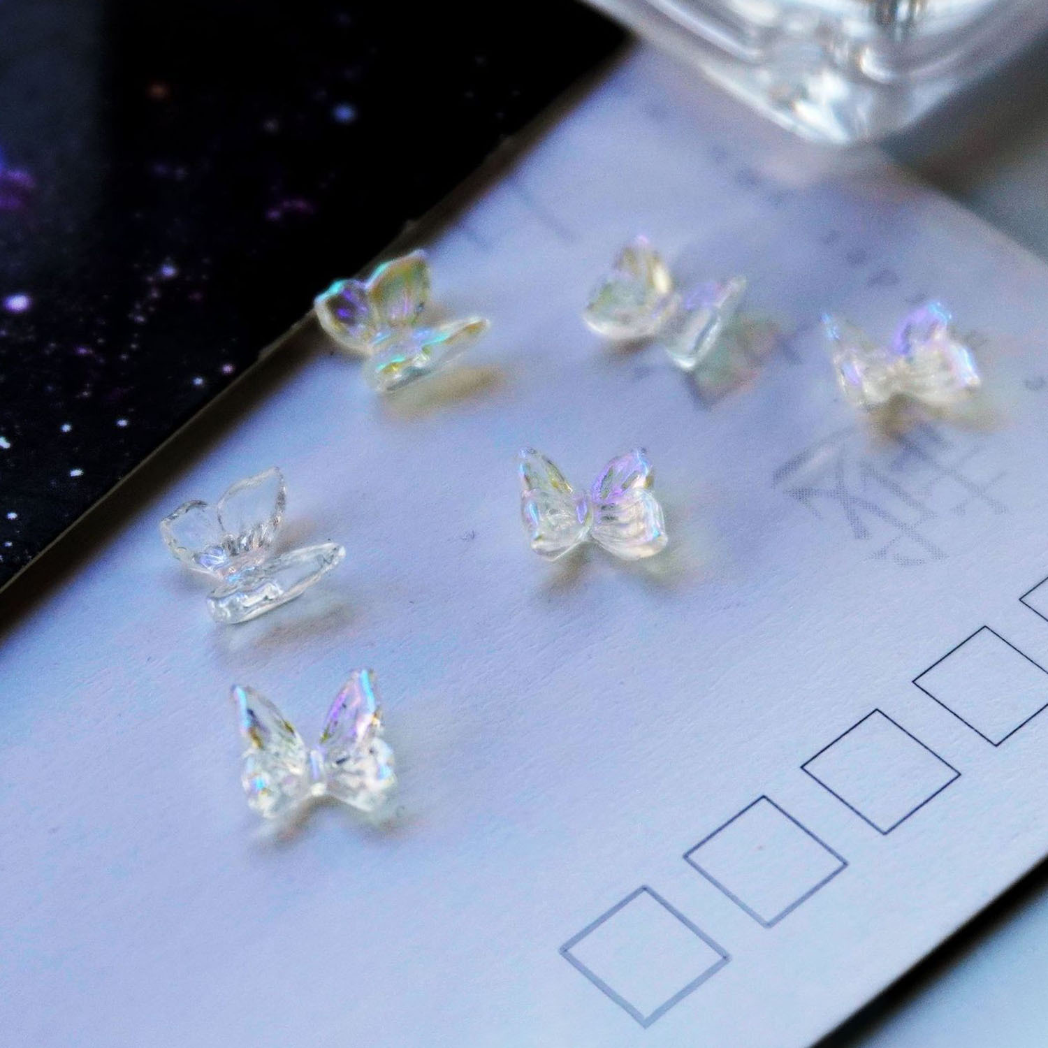Mariposa de cristal transparente parche de uñas accesorios de bricolaje acrílico tridimensional hecho a mano de resina accesorios de plástico imitación de uñas