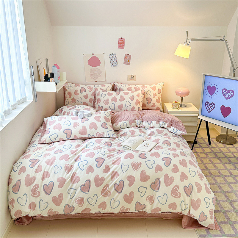 Printed Knitted Cotton Quilt Cover, Pillowcase and Fitted Sheet Shipped Randomly, Cheaply Processed Inventory, Genuine Goods