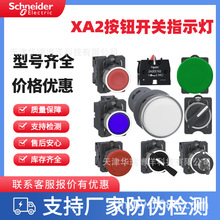 施耐德XA2塑料按钮开关指示灯22mm平头选择蘑菇头带灯急停钥匙按