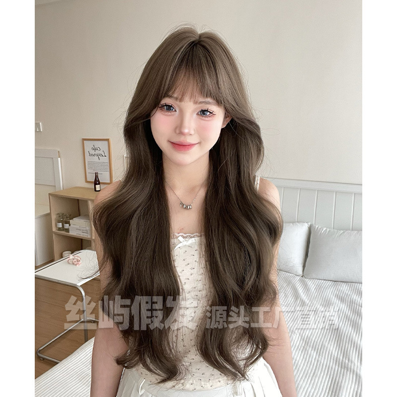 Silk Island Wig Women's Daily Internet Celebrity Long Curly Hair Summer New Natural Sweet Realistic Full Head Cover Wig