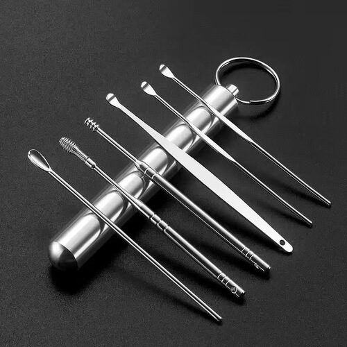 Ear-picking artifact stainless steel ear-picking spoon ear-picking tool set children and adults ear-picking spoon ear buckle earwax