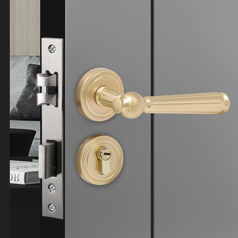Cerradura de Puerta Interior de Aleación de Aluminio LeLan, Manija Dividida, Manija Dorada de Lujo Ligero, Cerradura Magnética Silenciosa para Baño