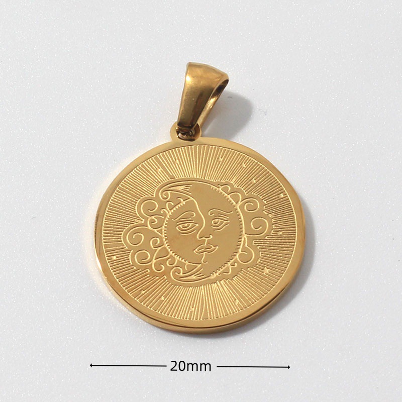 600g Weight Pendant Jewelry Making Type 18K Gold Plated Plating Material No Chain Chain Material 1 Piece Quantity Daily Occasion 304 Stainless Steel Material Sun, Devil's Eye, Moon Pattern All Seasons Season Women's Gender Polished Finish Plating Design Vintage Style Style 1 Piece 304 Stainless Steel 18K Gold Plated Sun Devil's Eye Moon Polished Pendant 8