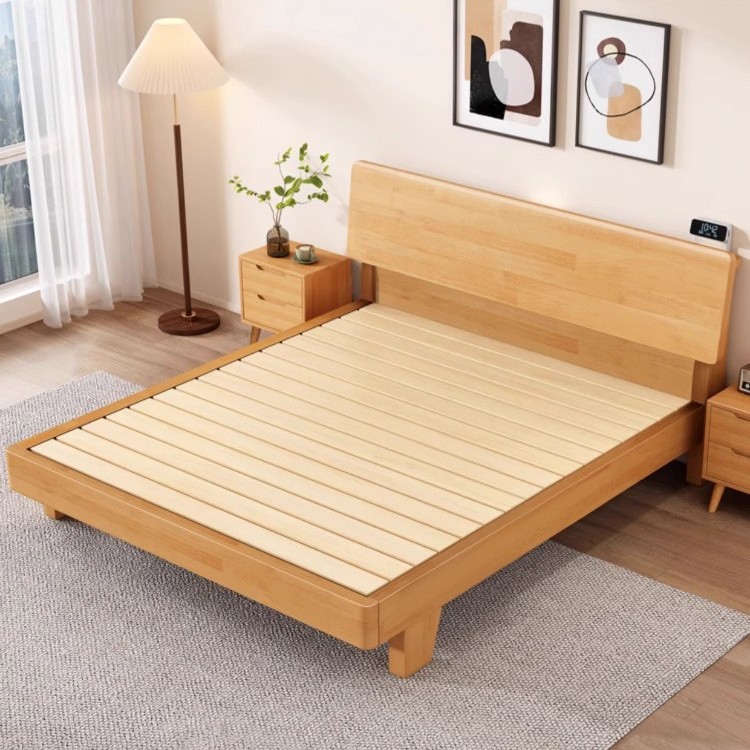 Cama de madera sólida moderna nórdica simple 1.5m cama doble de 1.8m cama individual de 1.2m cama secundaria