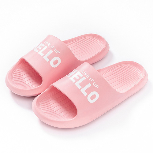 新款hello字母夏天拖鞋女室内软底静音地板拖鞋家居防滑浴室凉拖
