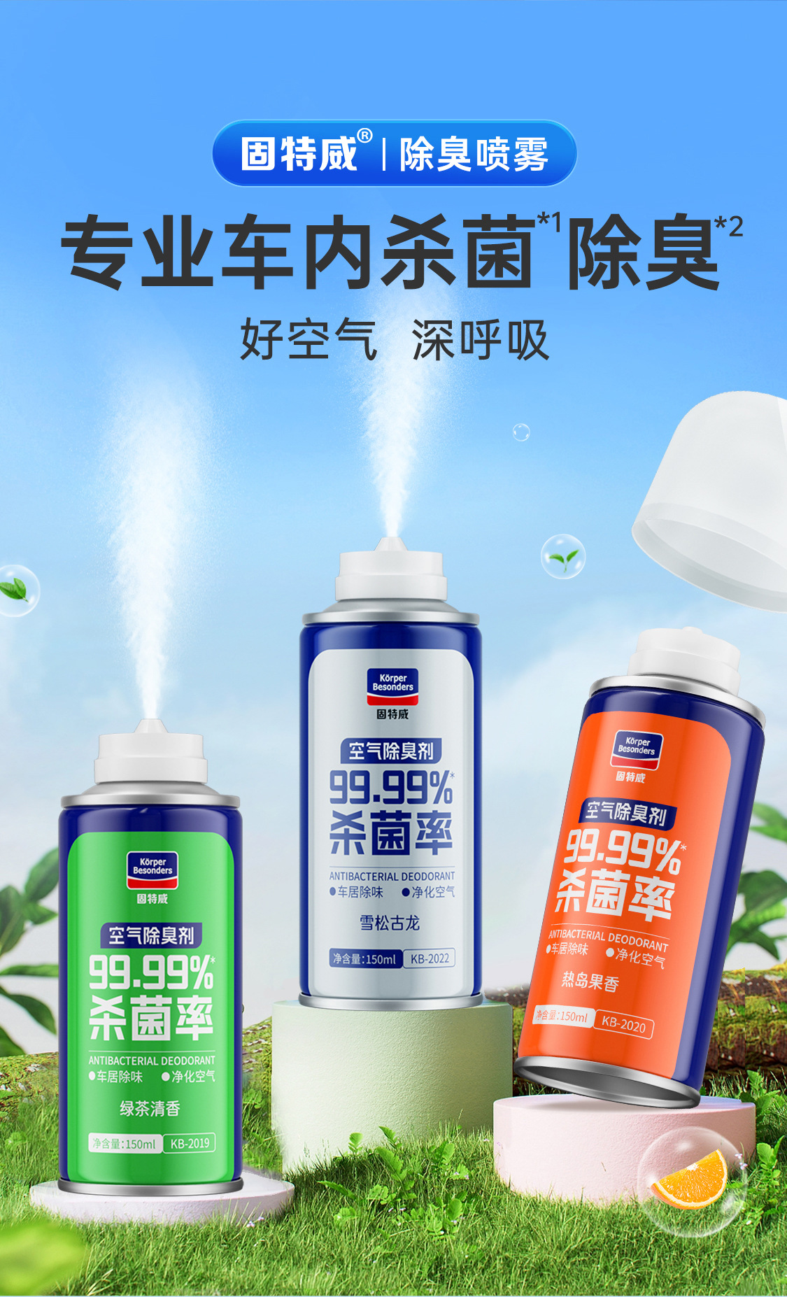 Suitable for Goodway Car Odor Removal, Car Deodorization, Car Air Conditioner, Powerful Sterilization Spray to Remove Car Air