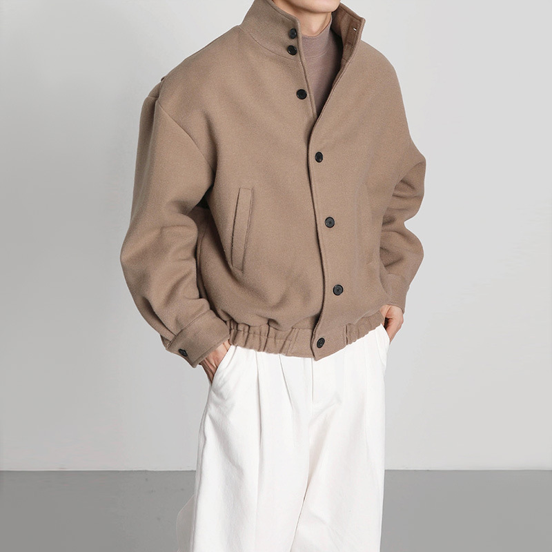 Men's New Spring and Autumn High-end Sense Vertical Collar Woolen Jacket Korean Style Fashionable Jacket Ins Trendy Jacket Men's New Spring and Autumn High-end Sense Vertical Collar Woolen Jacket Korean Style Fashionable Jacket Ins Trendy Jacket