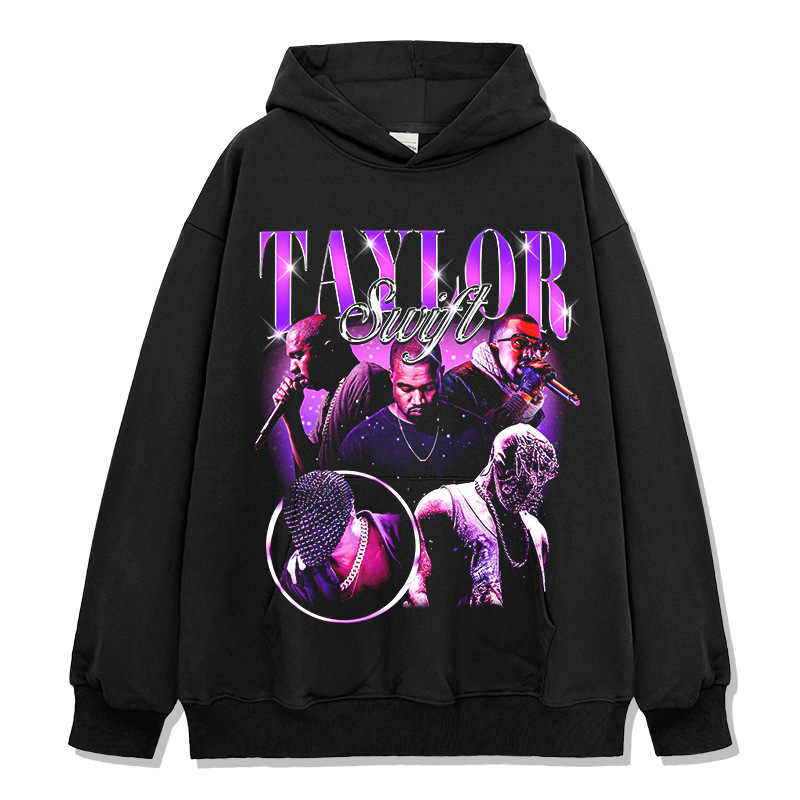 Retro KANYE WEST Spoof KANYE taylor Camiseta de manga corta suelta de algodón pesado