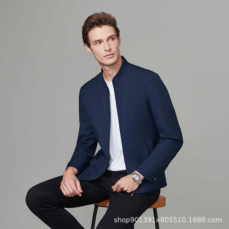 Cross-border Wholesale High-end Jacket Men's Coat Spring and Autumn Thin Middle-aged Business Casual Jacket Loose Dad Men Cross-border Wholesale High-end Jacket Men's Coat Spring and Autumn Thin Middle-aged Business Casual Jacket Loose Dad Men