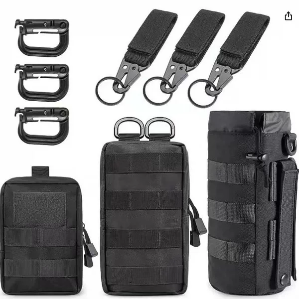 Hoyoo Outdoor Mesh Water Bottle Bag Commuter Bag Small Zipper Bag Lightweight Molle System Waist Hanging Large Water Bottle Bag