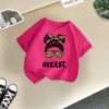 Rose red flower bow girl tabk