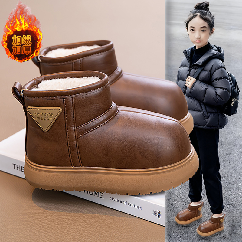 Botas de nieve para niños en invierno 2025 nuevas niñas con zapatos de algodón gruesos, botas cortas para niños, botas de algodón para niños image 1