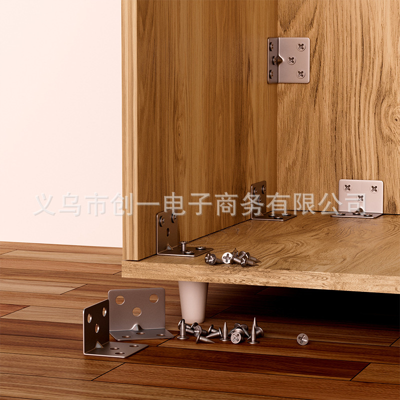 Código de ángulo de acero inoxidable Soporte de ángulo recto de 90 ° Soporte de hierro en forma de L Soporte de triángulo Soporte de estante de hierro Conector de muebles