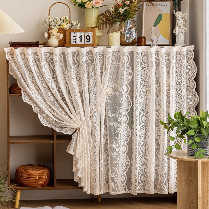 Open Cabinet Door Curtain to Block Debris, No-Drill Hanging Curtain, Short Curtain for Bookshelf and Shoe Cabinet, Dustproof Sheer Curtain