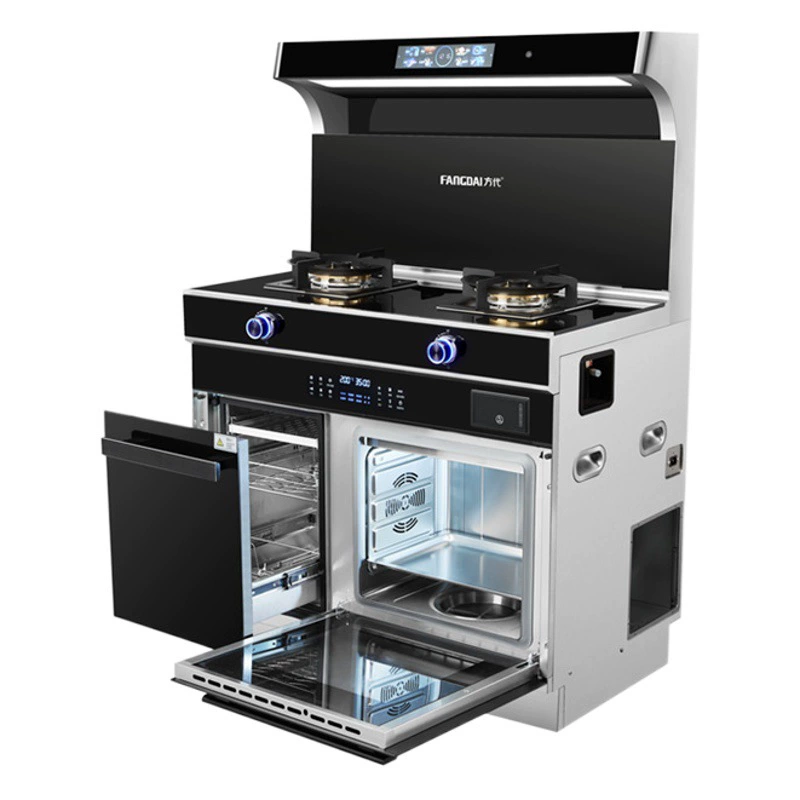 Интегрированная плита Fangdai K07 с функциями приготовления на пару и запекания, бытовая вытяжка с голосовым управлением и переменной частотой, мощная газовая плита с широким диапазоном всасывания.