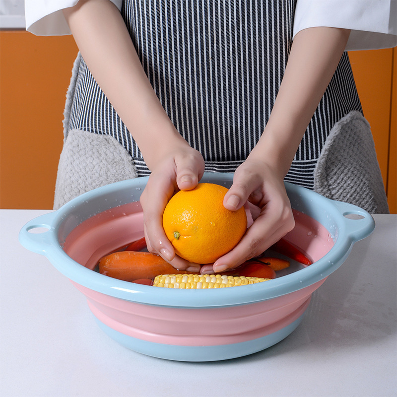 开学季学生宿舍便携洗脸洗脚盆可折叠家用盆加厚可挂墙伸缩脸盆|undefined