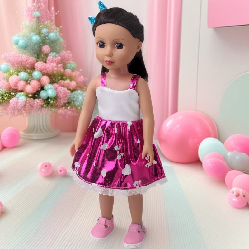 14.5inch Doll Princess Dress Rose Red Shiny Heart Dress Doll Dress-Up Clothes In Stock